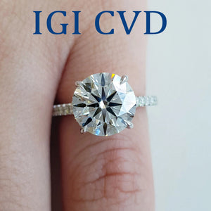 Certified IGI 2.0 Ct.TW Round Brilliant VS/ EF Diamond Engagement Ring in 14K White Gold