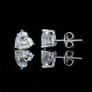 Certified 8.0 Ctw Heart Brilliant VVS Lab Diamond Sparkling 3Prong Solitaire Earrings