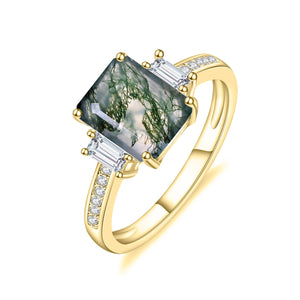 Certified 2.38 Ct.TW Moss Agate Emerald Brilliant Three Dimension Halo Diamond-Fire Engagement Ring