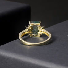 Load image into Gallery viewer, Certified 2.38 Ct.TW Moss Agate Emerald Brilliant Three Dimension Halo Diamond-Fire Engagement Ring