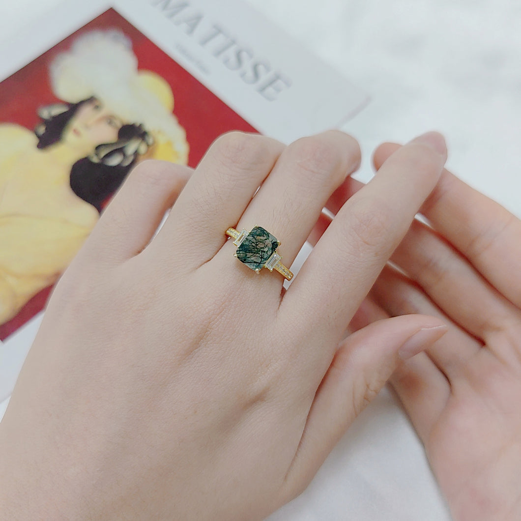 Certified 2.38 Ct.TW Moss Agate Emerald Brilliant Three Dimension Halo Diamond-Fire Engagement Ring