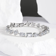 Load image into Gallery viewer, Certified 18 Ct.TW Irregular Brilliant VVS/D Diamond Glace Cocktail Chain Bracelet in 18K White Gold