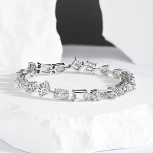 Certified 18 Ct.TW Irregular Brilliant VVS/D Diamond Glace Cocktail Chain Bracelet in 18K White Gold