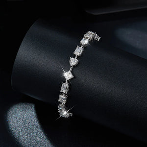 Certified 18 Ct.TW Irregular Brilliant VVS/D Diamond Glace Cocktail Chain Bracelet in 18K White Gold