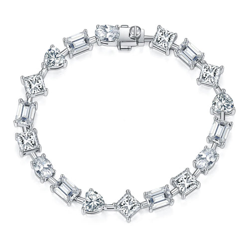 Certified 18 Ct.TW Irregular Brilliant VVS/D Diamond Glace Cocktail Chain Bracelet in 18K White Gold