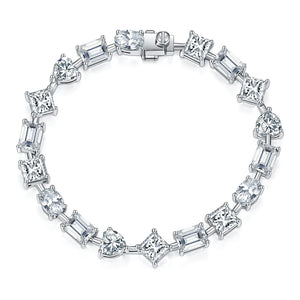 Certified 18 Ct.TW Irregular Brilliant VVS/D Diamond Glace Cocktail Chain Bracelet in 18K White Gold