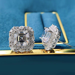 Certified 4.0 Ct.TW Asscher Brilliant VVS Diamond Pagoda Stud Earrings