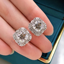 Load image into Gallery viewer, Certified 4.0 Ct.TW Asscher Brilliant VVS Diamond Pagoda Stud Earrings