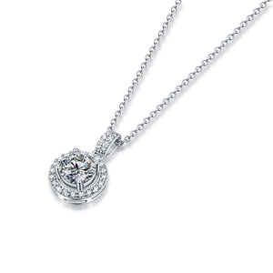 Certified 1.0 Ctw Round Brilliant VVS Diamond Whirlwind Charm Necklace