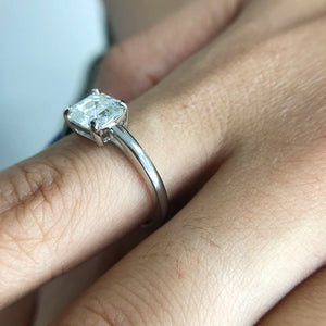 Certified IGI 1.0 Ct.TW Asscher Brilliant Solitaire Diamond VS1/ DF Promise Ring in Pure Solid 14K White Gold