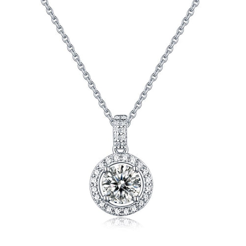 Certified 1.0 Ctw Round Brilliant VVS Diamond Whirlwind Charm Necklace