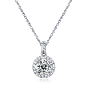 Certified 1.0 Ctw Round Brilliant VVS Diamond Whirlwind Charm Necklace