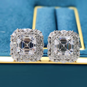 Certified 4.0 Ct.TW Asscher Brilliant VVS Diamond Pagoda Stud Earrings