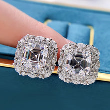 Load image into Gallery viewer, Certified 4.0 Ct.TW Asscher Brilliant VVS Diamond Pagoda Stud Earrings