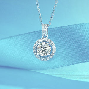 Certified 1.0 Ctw Round Brilliant VVS Diamond Whirlwind Charm Necklace