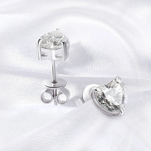 Certified 8.0 Ctw Heart Brilliant VVS Lab Diamond Sparkling 3Prong Solitaire Earrings