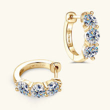 Load image into Gallery viewer, Certified 0.75 Ct.TW Round Brilliant VVS Three Diamond Hoop Earrings