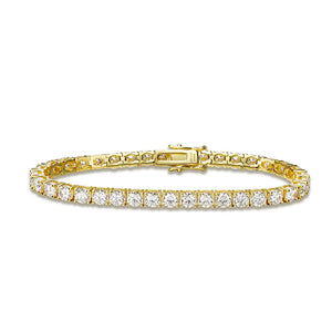 Certified Round Brilliant VVS Diamond Tennis Bracelet 18K Yellow Gold