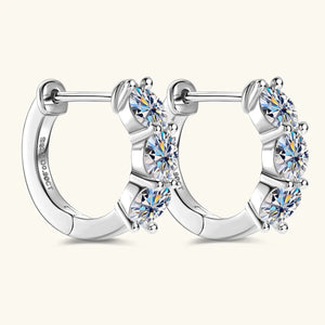 Certified 0.75 Ct.TW Round Brilliant VVS Three Diamond Hoop Earrings