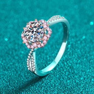 1.0 Ct.TW Round Brilliant Lab Diamond Ring with 24 Sona Diamond Pink