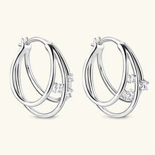 Load image into Gallery viewer, Certified 0.16 Ct.TW VVS Diamond Multi-Layer Circle Hoop Earrings