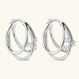 Certified 0.16 Ct.TW VVS Diamond Multi-Layer Circle Hoop Earrings