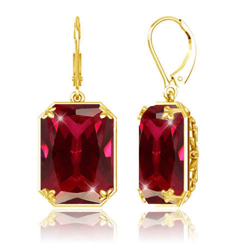 Handmade Ruby Hoop Earrings Claw Filigree in 18K Yellow Gold Elegance