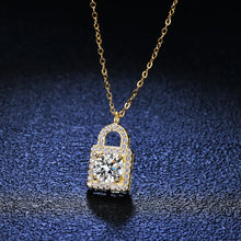 Load image into Gallery viewer, Certified 1.0 Ctw Round Brilliant VVS Diamond Pad Lock Necklace 18K