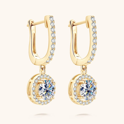 Certified 2.0 Ctw Round Brilliant VVS Halo Sunburst Glace Cocktail Diamond Drop Earrings