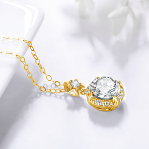 Certified 3.0 Ctw Round Brilliant VVS 4Prong Diamond Rising Star Pendant Necklace in 18K Yellow Gold