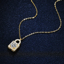 Load image into Gallery viewer, Certified 1.0 Ctw Round Brilliant VVS Diamond Pad Lock Necklace 18K