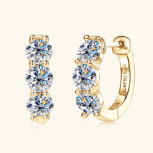 Load image into Gallery viewer, Certified 0.75 Ct.TW Round Brilliant VVS Three Diamond Hoop Earrings