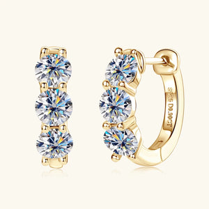 Certified 0.75 Ct.TW Round Brilliant VVS Three Diamond Hoop Earrings