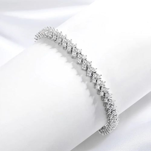 Round Brilliant VVS Full-Diamond Cuban Tennis Bracelet