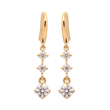 Load image into Gallery viewer, Certified 1.4 Ct.TW Round Brilliant VVS VProng Three-Stones Diamond Drop Earrings in 18-K Pure Solid Gold