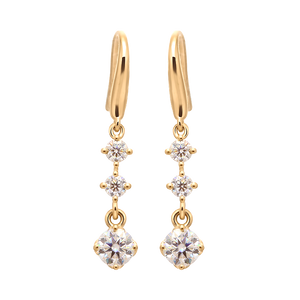 Certified 1.4 Ct.TW Round Brilliant VVS VProng Three-Stones Diamond Drop Earrings in 18-K Pure Solid Gold