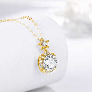 Certified 3.0 Ctw Round Brilliant VVS 4Prong Diamond Rising Star Pendant Necklace in 18K Yellow Gold