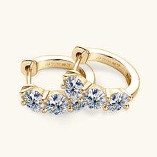 Load image into Gallery viewer, Certified 0.75 Ct.TW Round Brilliant VVS Three Diamond Hoop Earrings