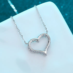 Certified 2.0 Ctw Round Brilliant VVS Lab-Created Eternity Heart Love Connected Diamond Pendant Necklace in 18K White Gold