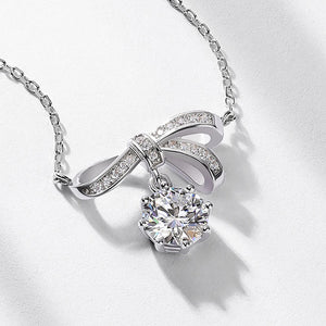 Certified 2.0 Ct.TW Round Brilliant VVS Diamond Grace Bow Necklace and Earrings