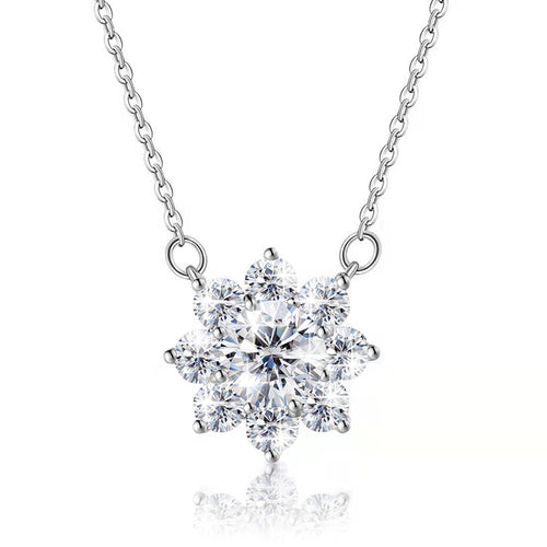 Certified 3.0 Ctw Round Brilliant VVS Lotus Flower Diamond Pendant Necklace in 18K White Gold