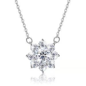 Certified 3.0 Ctw Round Brilliant VVS Lotus Flower Diamond Pendant Necklace in 18K White Gold