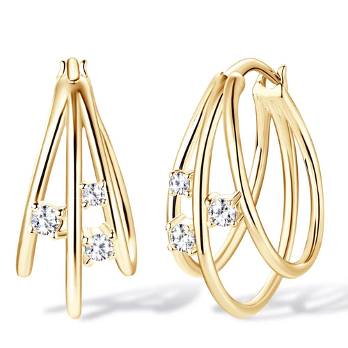 Certified 0.16 Ct.TW VVS Diamond Multi-Layer Circle Hoop Earrings