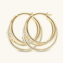 Load image into Gallery viewer, Certified 0.16 Ct.TW VVS Diamond Multi-Layer Circle Hoop Earrings