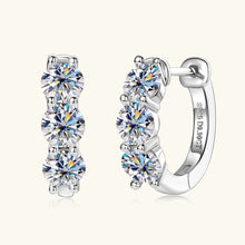 Load image into Gallery viewer, Certified 0.75 Ct.TW Round Brilliant VVS Three Diamond Hoop Earrings