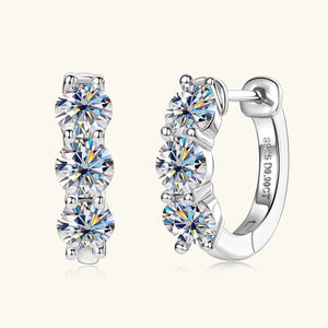 Certified 0.75 Ct.TW Round Brilliant VVS Three Diamond Hoop Earrings