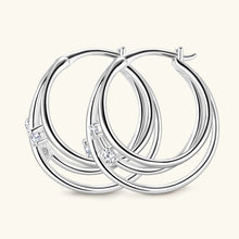 Load image into Gallery viewer, Certified 0.16 Ct.TW VVS Diamond Multi-Layer Circle Hoop Earrings