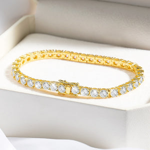 Certified Round Brilliant VVS Diamond Tennis Bracelet 18K Yellow Gold