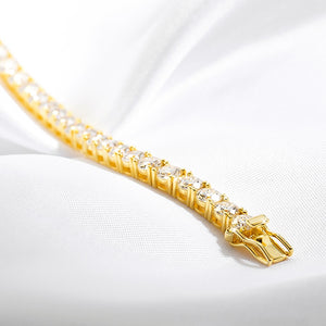 Certified Round Brilliant VVS Diamond Tennis Bracelet 18K Yellow Gold