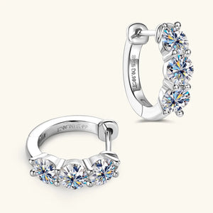 Certified 0.75 Ct.TW Round Brilliant VVS Three Diamond Hoop Earrings